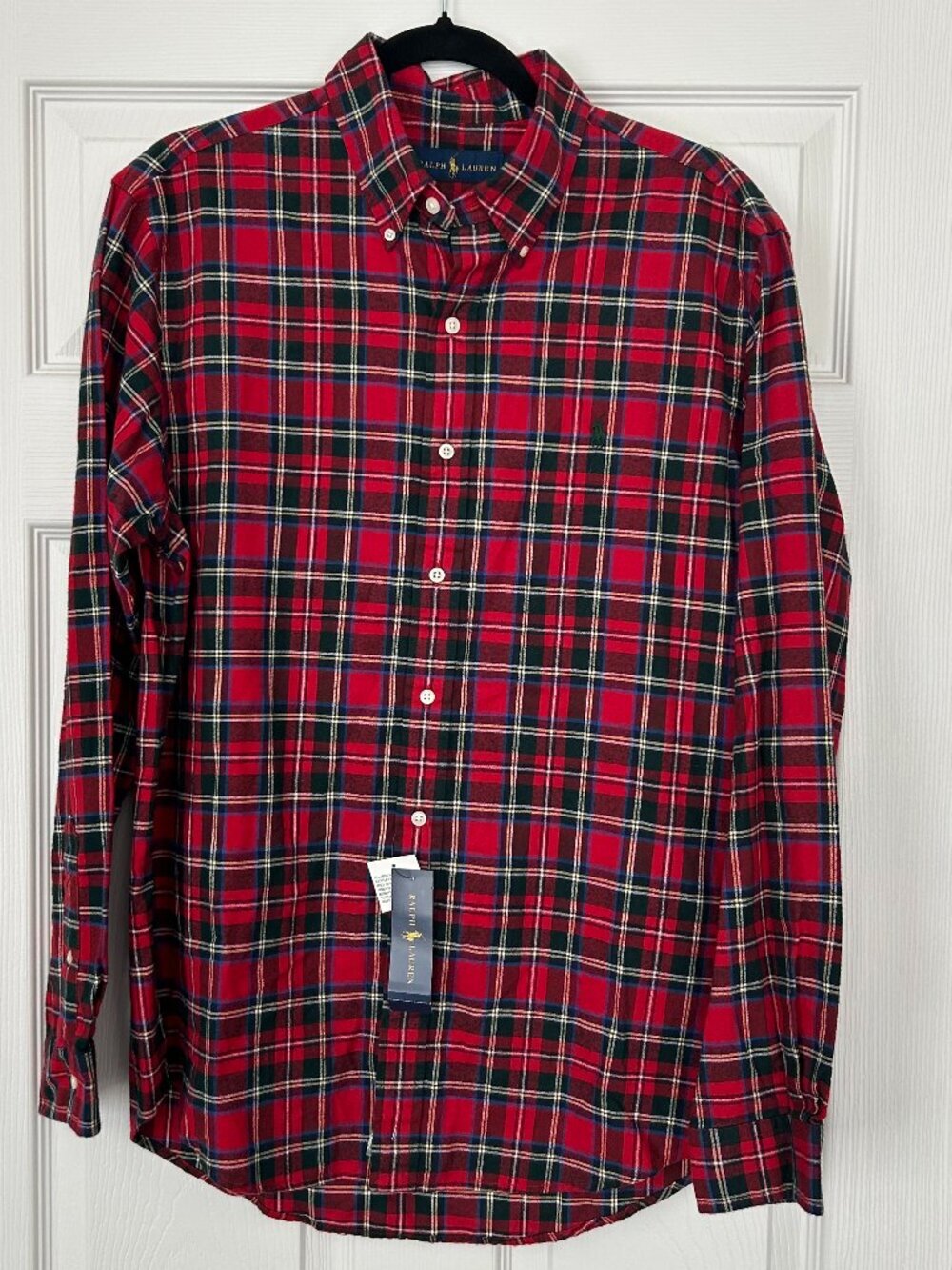 Polo Ralph Lauren Shirt Mens Large NWT Red Green Tartan Plaid Classic Fit